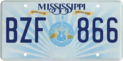 MS license plate BZF866