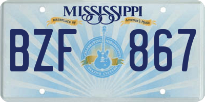 MS license plate BZF867