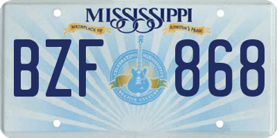 MS license plate BZF868