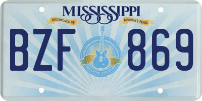 MS license plate BZF869