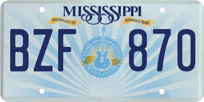 MS license plate BZF870