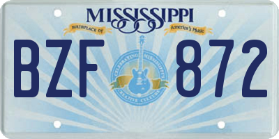 MS license plate BZF872