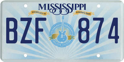 MS license plate BZF874