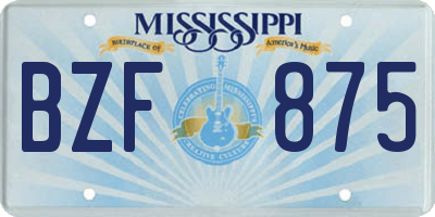 MS license plate BZF875