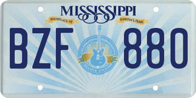 MS license plate BZF880