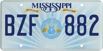 MS license plate BZF882