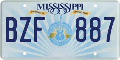 MS license plate BZF887