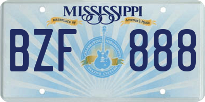 MS license plate BZF888