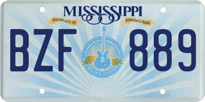 MS license plate BZF889