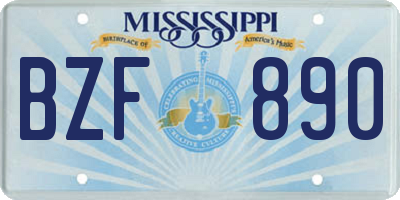 MS license plate BZF890