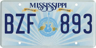 MS license plate BZF893