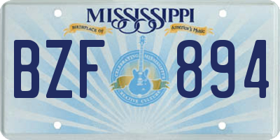 MS license plate BZF894