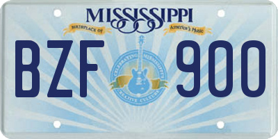 MS license plate BZF900
