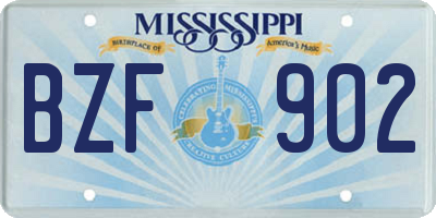 MS license plate BZF902