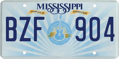 MS license plate BZF904