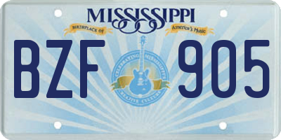 MS license plate BZF905