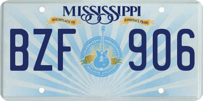 MS license plate BZF906