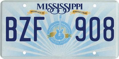 MS license plate BZF908