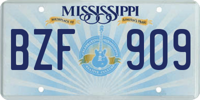 MS license plate BZF909