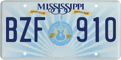MS license plate BZF910