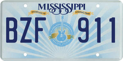 MS license plate BZF911