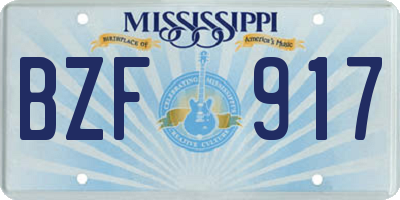 MS license plate BZF917
