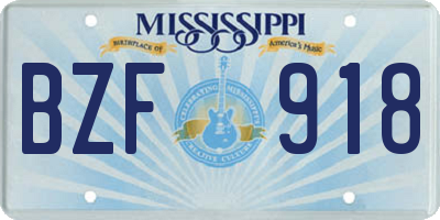 MS license plate BZF918
