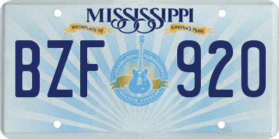 MS license plate BZF920