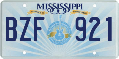 MS license plate BZF921