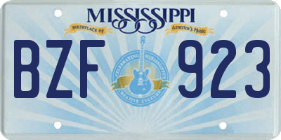 MS license plate BZF923