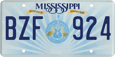 MS license plate BZF924