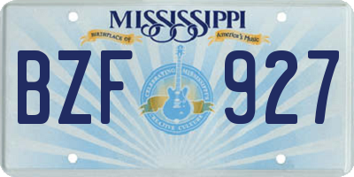MS license plate BZF927