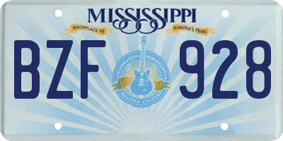 MS license plate BZF928