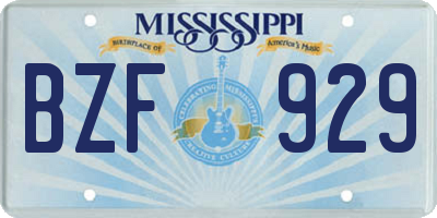 MS license plate BZF929