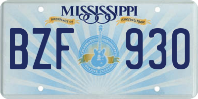 MS license plate BZF930