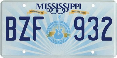 MS license plate BZF932