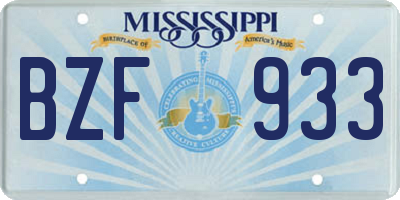 MS license plate BZF933