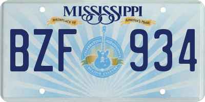 MS license plate BZF934