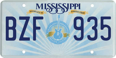MS license plate BZF935