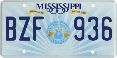 MS license plate BZF936