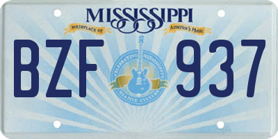MS license plate BZF937