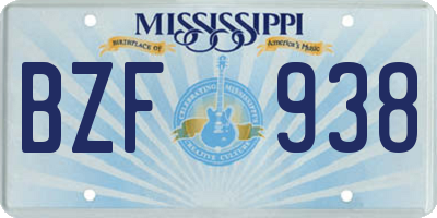 MS license plate BZF938