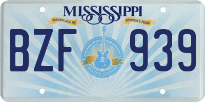 MS license plate BZF939