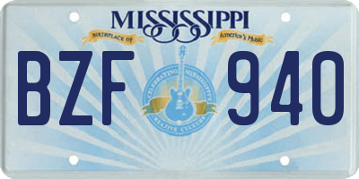 MS license plate BZF940