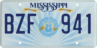 MS license plate BZF941