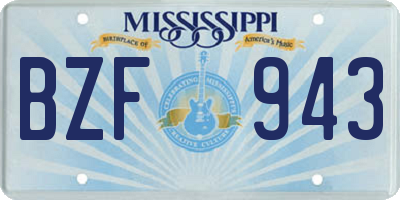 MS license plate BZF943