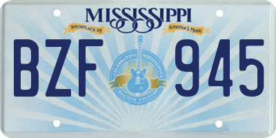 MS license plate BZF945