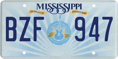 MS license plate BZF947