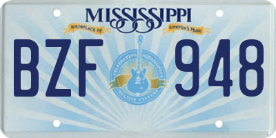 MS license plate BZF948