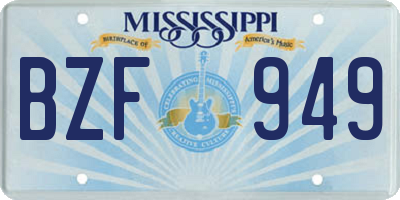 MS license plate BZF949